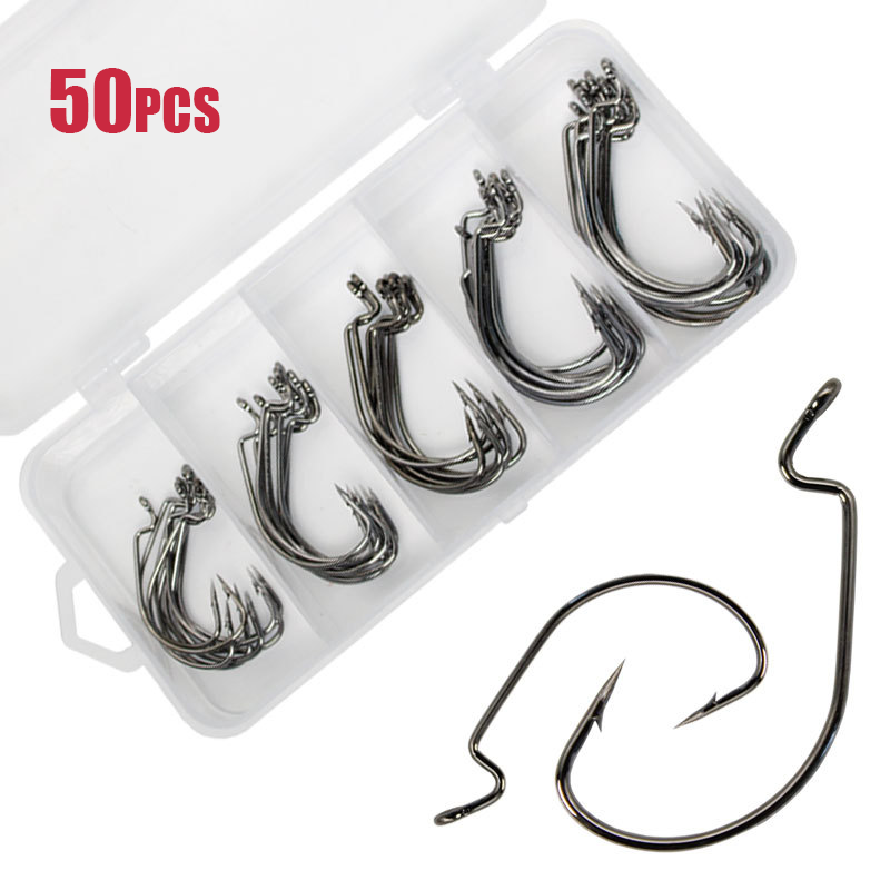 Fishing Hook Barbless - 50pcs large ver crochet en acier