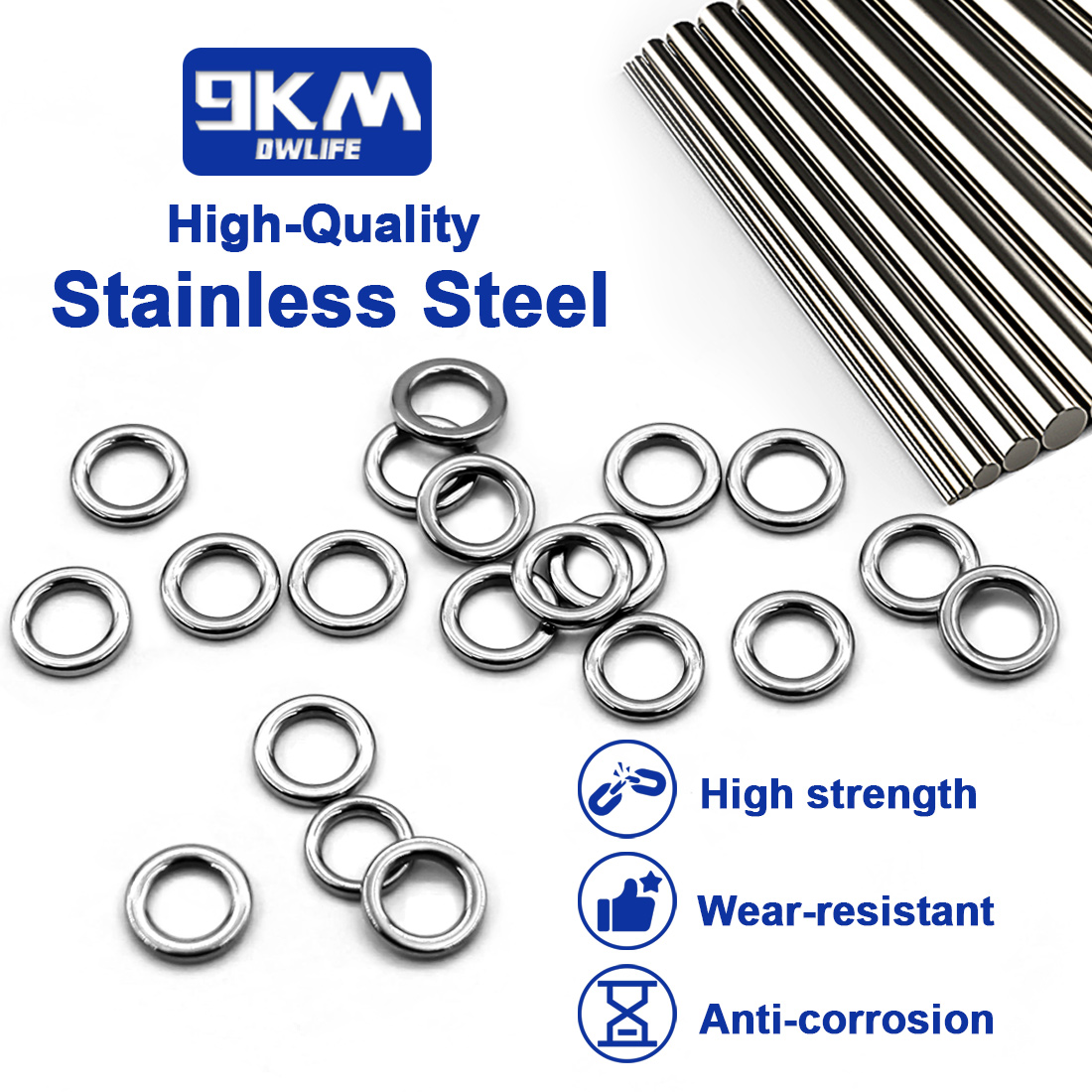 Anneaux solides 9KM pour la pê - Fishing Hook Stainless Steel avis et prix